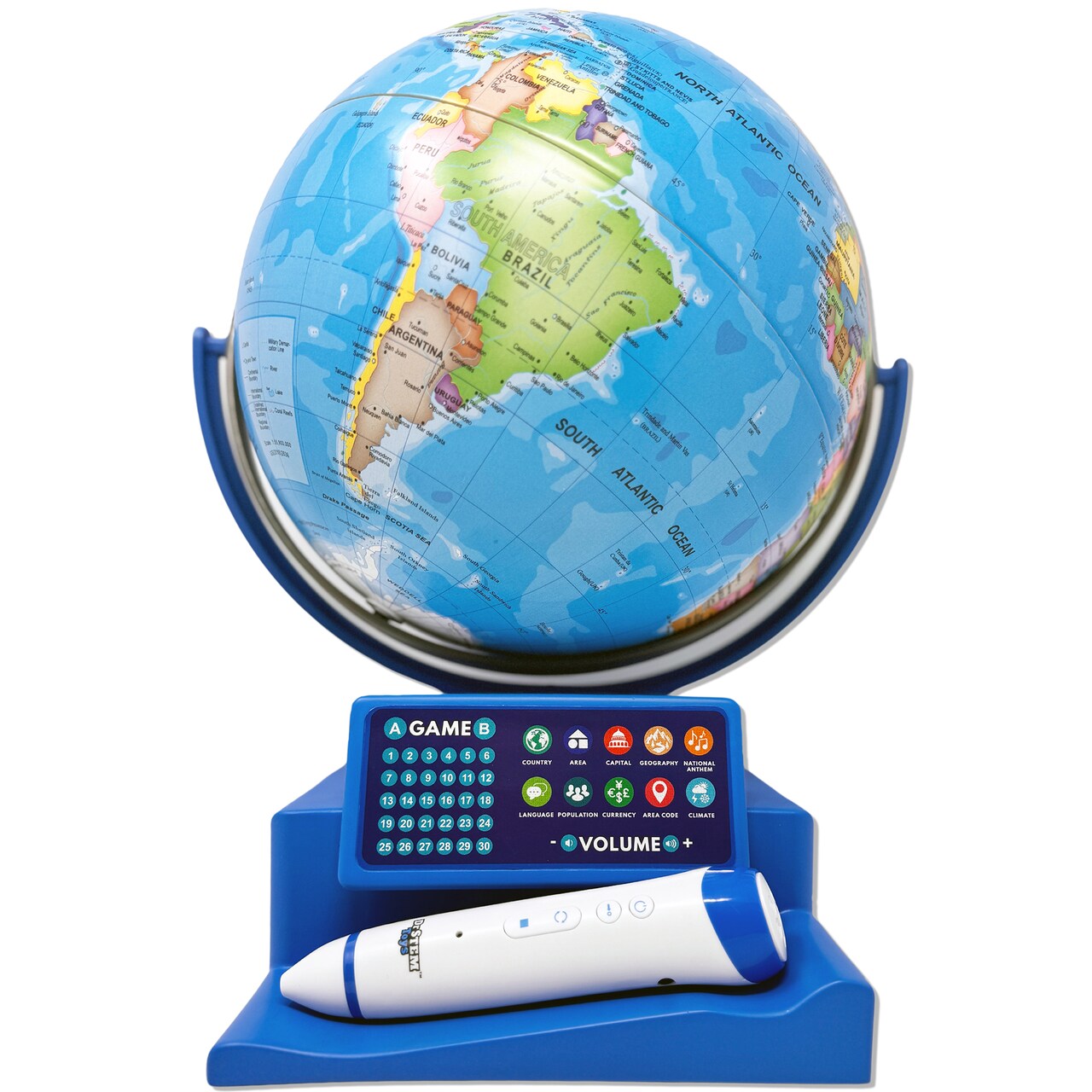 Dr. STEM: Interactive Talking Globe - Touch & Learn, Geographic Education Learning Set, Smart Pen, Electronic Game Panel, 300 Quiz Questions, Kids 6+